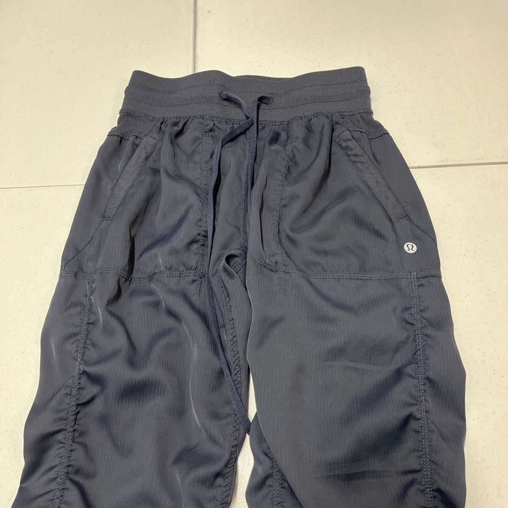 Lululemon Studio Dance Pants Blue Pull On Ruched Straight Leg Lounge Comfort - Picture 3 of 14